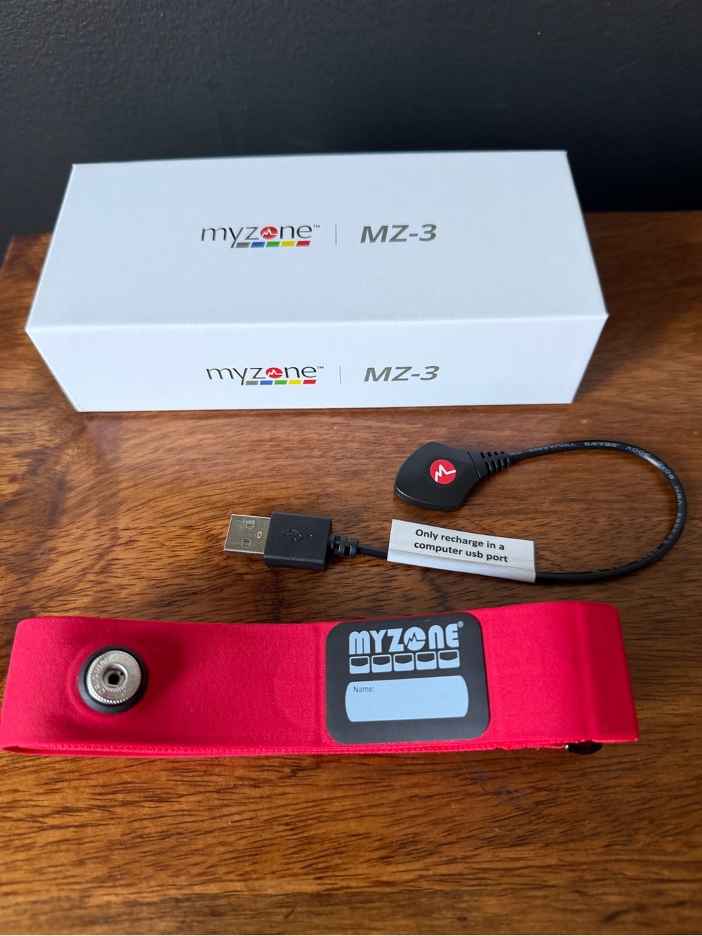 MYZONE MZ-3 Heart Rate Monitor  Replacement Chest Strap and charge cord